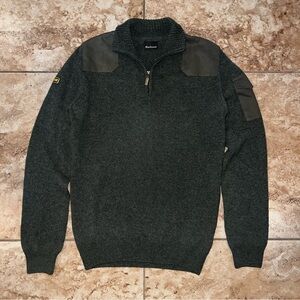Vintage Green Lamb Wool Barbour Jumper With Patches Size small